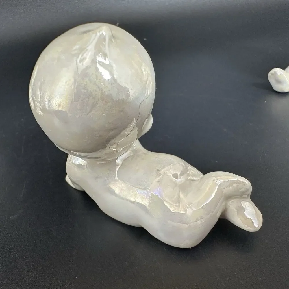 Vintage Ceramic Kewpie Baby Figurines Set of 4 Pearlized Lustreware Babies